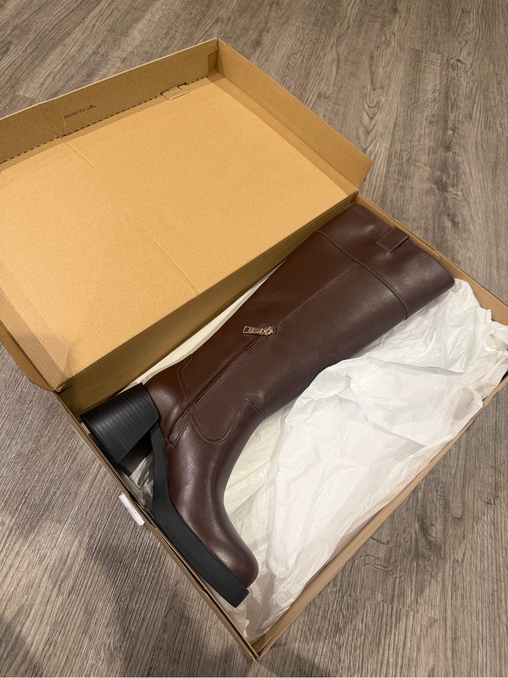 NWT Coach CCH23 Maple Brown Leather Block Heel Tall Boots Size 8